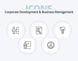företags- utveckling och företag förvaltning linje ikon packa 5 ikon design. sida. fil. karriär. kolla upp. sätt vektor