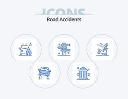 Verkehrsunfälle blau Icon Pack 5 Icon Design. Unfall. Zeichen. Unfall. Straße. Cowboy vektor