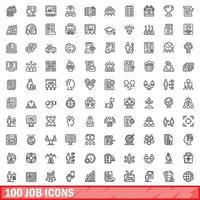 100 Job-Icons gesetzt, Umrissstil vektor