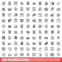 100 Ordnersymbole gesetzt, Umrissstil vektor