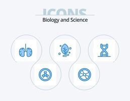 Biologie blau Icon Pack 5 Icon Design. Biologie. Blatt. Anatomie. Labor. Gesundheitswesen vektor