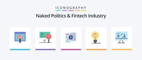 nackte Politik und Fintech-Industrie Flat 5 Icon Pack einschließlich Fintech. Fintech-Innovation. Erkennung. Telefon. Zahlung. kreatives Symboldesign vektor