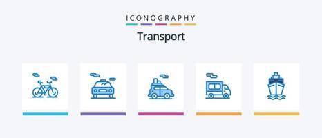 Transport Blue 5 Icon Pack inklusive . Transport. Transport. schwimmen. Lastwagen. kreatives Symboldesign vektor