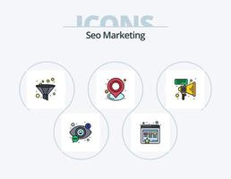 SEO-Marketing-Linie gefüllt Icon Pack 5 Icon-Design. seo. Ausrüstung. Handy, Mobiltelefon. seo. Entwicklung vektor