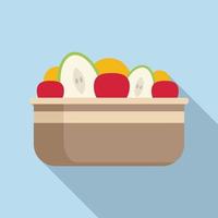 färsk frukt sallad ikon platt vektor. friska mat vektor
