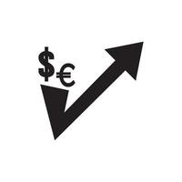 öka eller minska i dollar eller euro valuta, ikon vektor illustration design