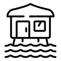 Meer Haus Symbol Umriss Vektor. Wasserlager vektor