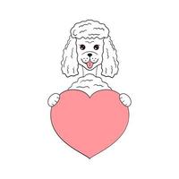 süßer karikaturhund, der sein herz in seinen pfoten hält. Valentinstag-Grußkarte mit Platz für Text. design für einladung, karte, flyer, broschüre, banner. kleine haustiere verliebt. eine Liebeserklärung vektor