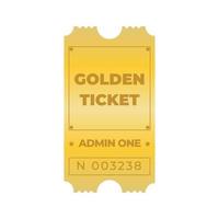 Goldenes Ticket gibt eine Coupon-Vektorillustration zu. mit weißem Hintergrund. kann zum Drucken von Tickets und Coupons verwendet werden vektor