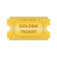 Goldene Ticket-Party-Coupon-Vektorillustration. mit weißem Hintergrund. kann zum Drucken von Tickets und Coupons verwendet werden vektor