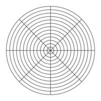 liv mall hjul. välbefinnande öva. livsstil balans cirkel diagram. coaching populär verktyg. polär rutnät av 8 segment och 12 koncentrisk cirklar. vektor