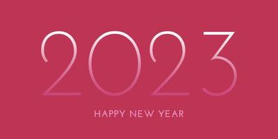 Vektor 2023 Neujahrsbanner. viva magenta 18-1750 farbe des jahres 2023. viva magenta trendiger hintergrund und verlaufszahlen. Frohes neues Jahr-Text.
