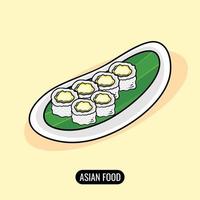 illustration av asiatisk mat sushi rulla fylld med ägg vektor
