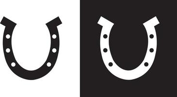 Vektor-Hufeisen-Symbol. zweifarbige Version auf schwarzem und weißem Hintergrund vektor