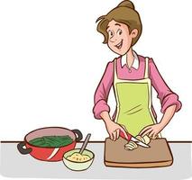 kvinna matlagning tecknad serie vektor illustration tecknad serie vektor illustration