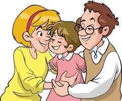 glückliche nette familie, die sich umarmt karikaturvektorillustration vektor
