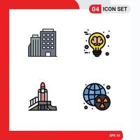 4 kreativ ikoner modern tecken och symboler av hotell spel stad aning lekplats redigerbar vektor design element