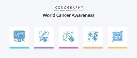 World Cancer Awareness Blue 5 Icon Pack inklusive Waage. Genom. Krebs. Genetik. Symptom. kreatives Symboldesign vektor