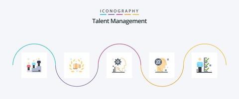 Talent Management Flat 5 Icon Pack inklusive Lösung. Geist. Faust. Benutzer. Ausrüstung vektor