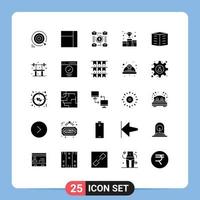 modern uppsättning av 25 fast glyfer och symboler sådan som lägenheter medalj valuta först placera tilldela redigerbar vektor design element