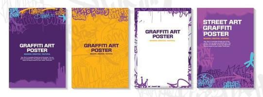 modern graffiti konst affisch eller flygblad design med färgrik taggar, kasta upp. ritad för hand abstrakt graffiti illustration vektor i gata konst tema