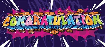 Glückwunschgrußdesign im Graffiti-Kunststil. urbanes thema der straßenkunst. farbenfrohe Designillustration für Wandkunst, Hintergrund, Poster und Einladung. vektor