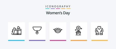 Womens Day Line 5 Icon Pack inklusive Board. Feminismus. Mitarbeiter. Gewinner. vergeben. kreatives Symboldesign vektor