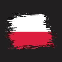 neue Pinsel-Grunge-Textur Polen-Flaggenvektor vektor