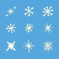 uppsättning av snöflinga hand dragen för vinter, säsong, Semester, element, mall vektor