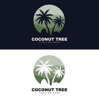 kokos träd logotyp, hav träd vektor, design för mallar, produkt varumärke, strand turism objekt logotyp vektor