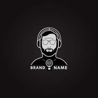 Podcast-Mann-Logo-Design-Vorlage vektor