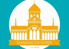 Berömd Damaskus Syrien Byggnad Illustration vektor