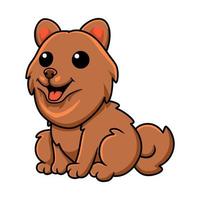 söt liten pomeranian hund tecknad serie Sammanträde vektor