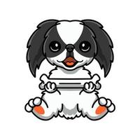 söt japansk haka hund tecknad serie innehav en ben vektor