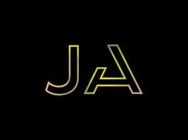 ja-Buchstaben-Logo mit buntem Regenbogen-Textur-Vektor. Pro-Vektor. vektor