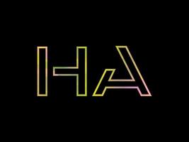 ha-Buchstaben-Logo mit buntem Regenbogen-Textur-Vektor. Pro-Vektor vektor