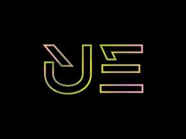 ue-Buchstaben-Logo mit buntem Regenbogen-Texturvektor. Pro-Vektor. vektor
