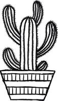 Kaktus-Pflanze-Ornament-Vektor-Illustration in Schwarz-Weiß-Farben vektor