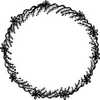 vektor illustration av cirkulär blommig ram prydnad i svart och vit färger