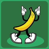 Vektor-Illustration einer Cartoon-Bananen-Figur mit Beinen und Armen vektor