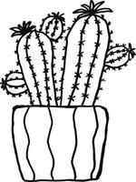 kaktus växt prydnad vektor illustration i svart och vit färger