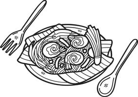 hand dragen vaddera thai eller thai mat illustration vektor