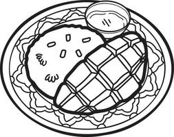 hand gezeichneter mangoklebriger reis oder thailändische lebensmittelillustration vektor