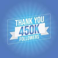 tacka du mall för social media 450k följare, prenumeranter, tycka om. 450 000 följare vektor