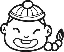 hand dragen kinesisk pojke är Lycklig illustration vektor