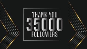 Danke Design-Grußkartenvorlage für Anhänger sozialer Netzwerke, Abonnenten, wie. 35000 Follower. 35.000 Follower feiern vektor