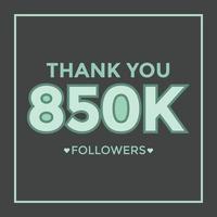 användare tacka du fira av 850 000 prenumeranter och anhängare. 850k följare tacka du vektor
