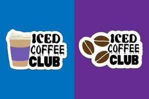 iced kaffe klistermärken vektor design på färgrik bakgrund