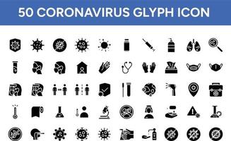 Symbolsatz für Coronavirus-Glyphe vektor