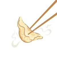 jiaozi. chinesische neujahrsfrittierte knödel, geformt wie alte silber- und goldbarren. wohlhabend, wohlhabend. für Menü, Café, Werbung. vektor